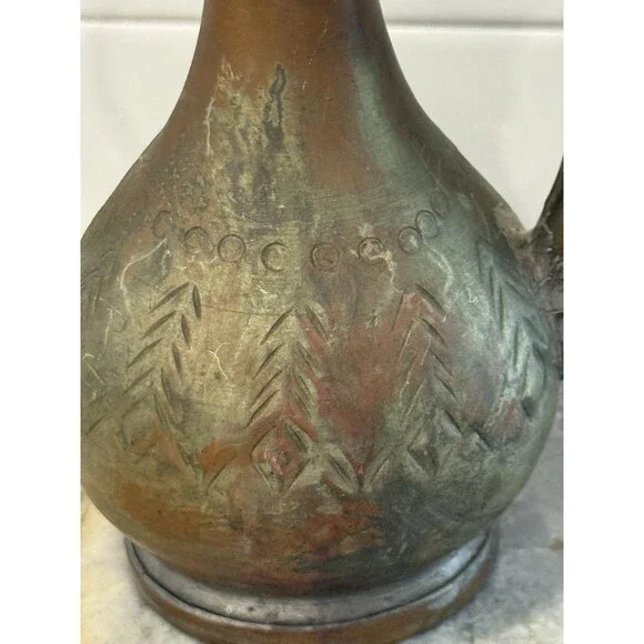 Antique Middle East Turkish Ottoman Or Middle Eastern Copper Jug Pitcher RARE - Picture 12 of 12
